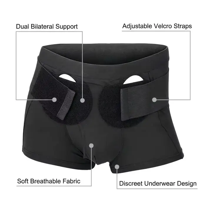 Shorts de soutien inguinal post-opératoire avec sangle latérale ajustable