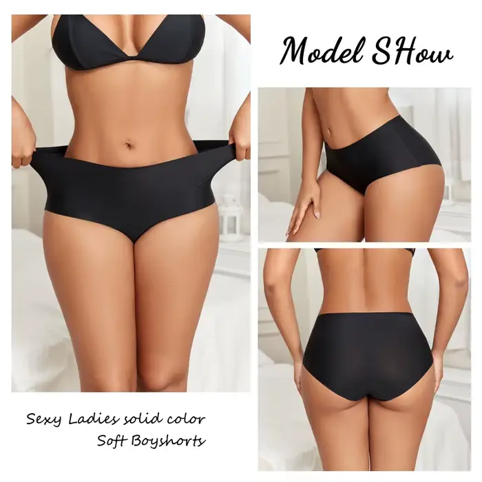 4 pièces/ensemble sans couture taille haute culottes pour femmes Sexy couleur unie