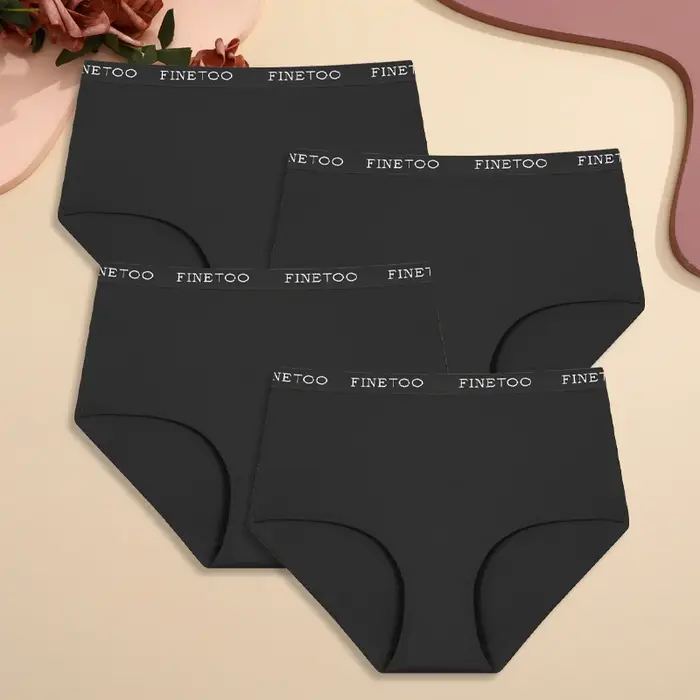 4 pièces S-XXL coton taille haute caleçons femmes sans couture