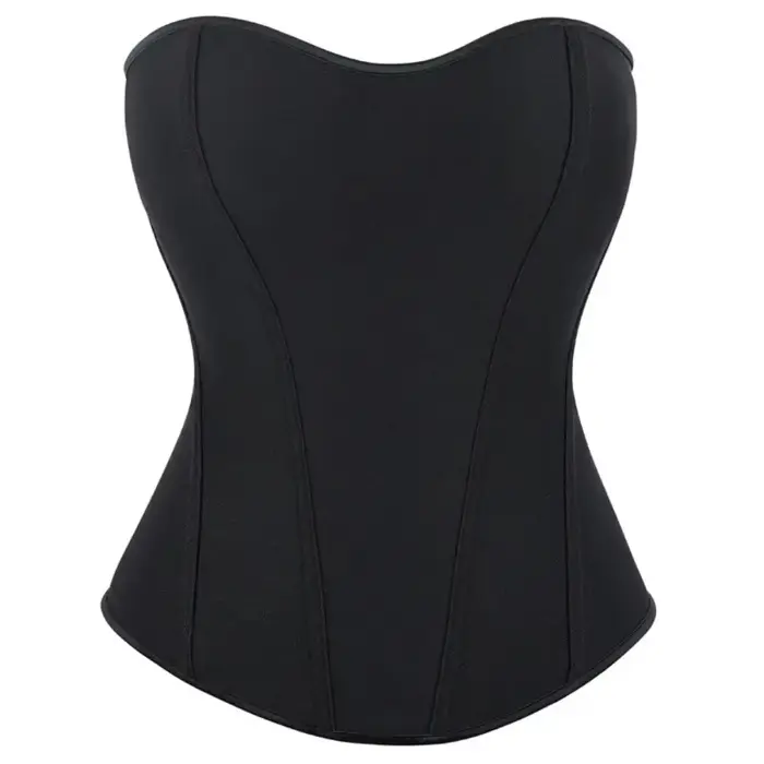 Corset Noir en Satin Respirant pour Femme, Bustier à Fermeture Éclair, Taille, Sexy, Body Shaper, Lingerie, Long Torse