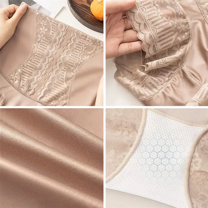 Femmes sans couture taille haute ventre contrôle Shorts culottes avec dentelle garniture