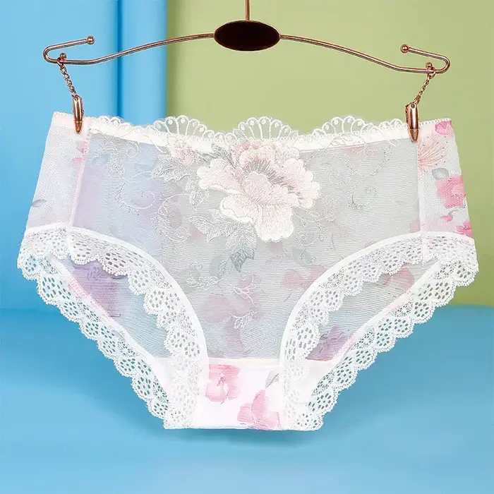 Femmes Sexy dentelle broderie culottes slips Bragas Mujer sous-vêtements transparents Lingerie respectueuse de la peau