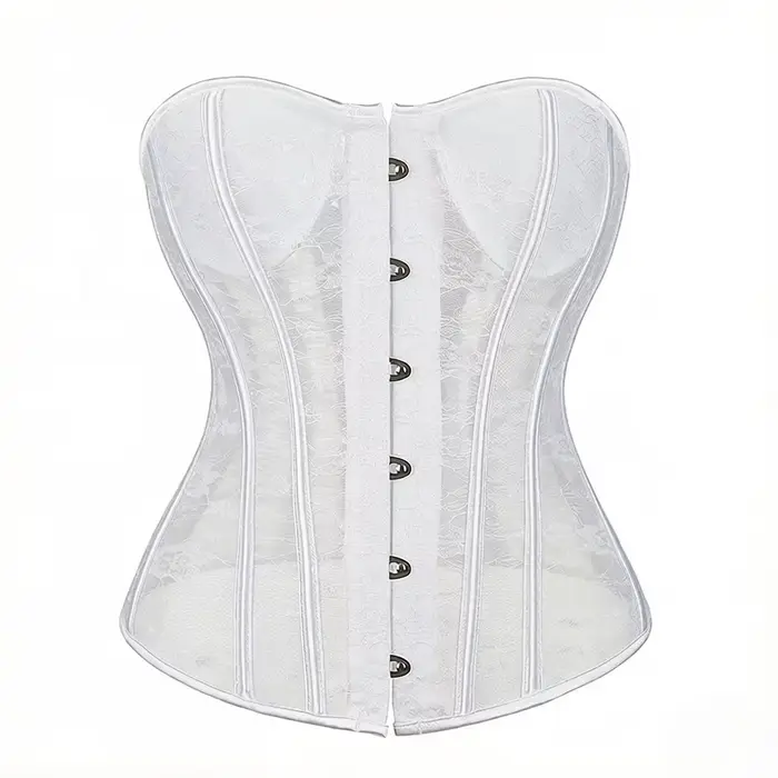 Corset Overbust Sexy en Dentelle Transparente pour Femme, Lingerie Gothique Vintage, Sculptant la Si