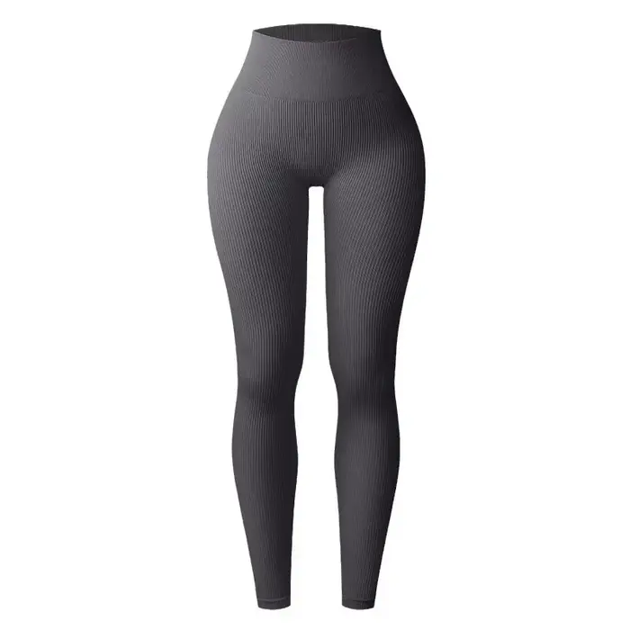 Leggings de yoga en tricot sans couture pour femmes, collants à fil solide, entraînement de gym, cou