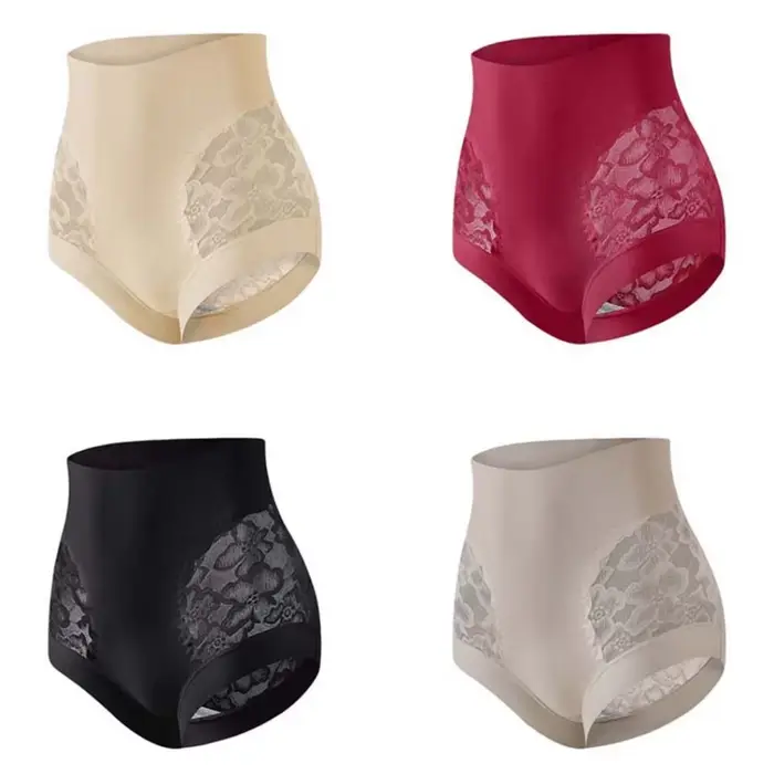 Culotte gainante post-partum taille haute sans couture avec fleurs en dentelle