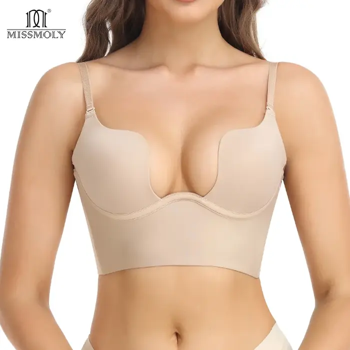 Body Shapewear col en v profond corps Shaper dos nu U plongeant string Shapers taille formateur femmes sangle transparente rembourré Push Up Corset