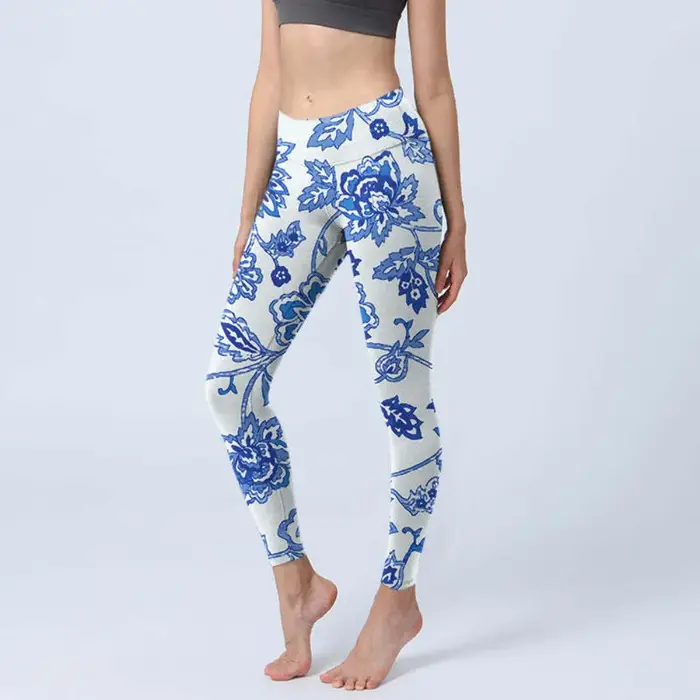 Legging de yoga taille haute avec imprimé artistique bohème