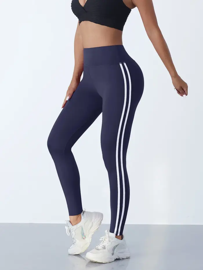 Leggings de Yoga pour femmes, pantalons de sport Slim rayés, taille haute, levage des hanches, colla