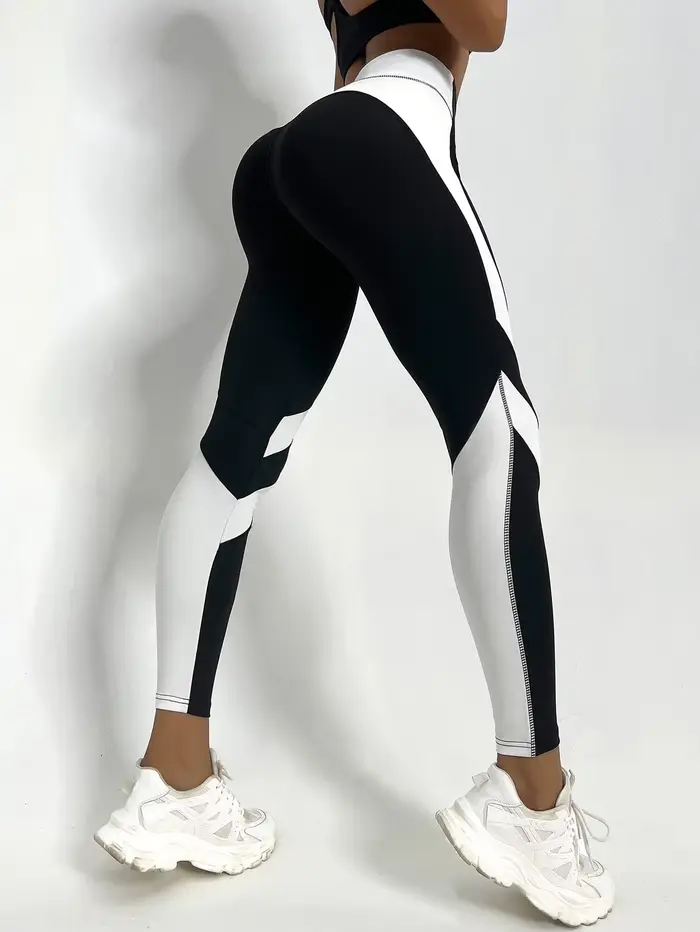 Leggings de yoga bicolores collants de sport de contrôle du ventre