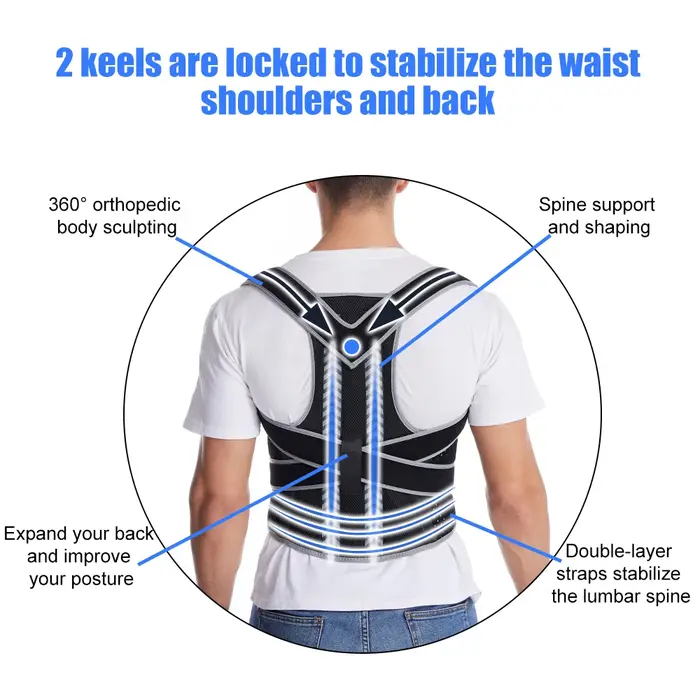 Correcteur de posture pour hommes et femmes – Attelle dorsale réglable pour les douleurs supérieures et inférieures du