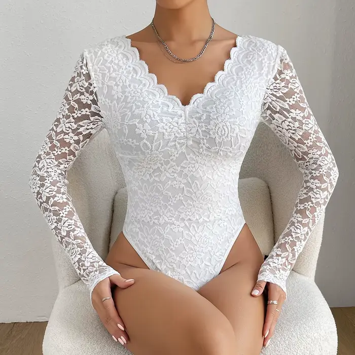 Body Sexy en dentelle blanche pour femmes