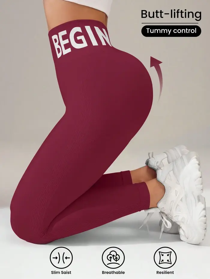 Leggings de yoga sans couture européens et américains avec lettrage de ceinture