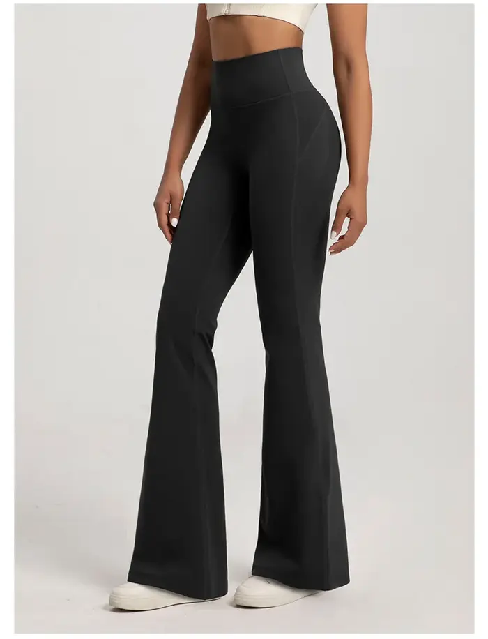 Nu taille haute cintrée hanche levage Fitness exercice élastique cloche bas pantalon femmes décontracté en plein air
