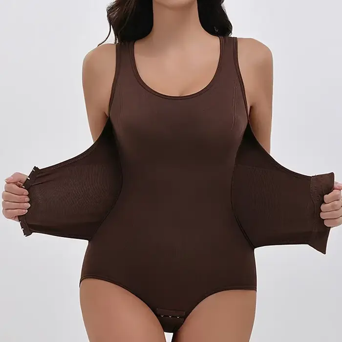 Nouveau Body Sculptant Amincissant pour Femme avec Fermeture Éclair et Ceinture
