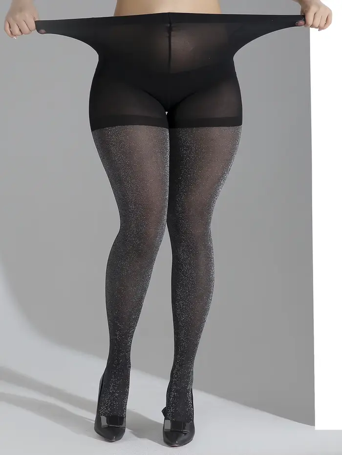 Une paire de collants surdimensionnés argentés brillants