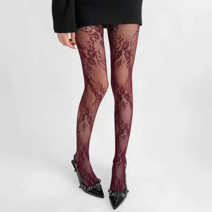 Nouveauté 2025 Collants pour femme sexy en dentelle florale, bas cuissardes, collants résille, linge