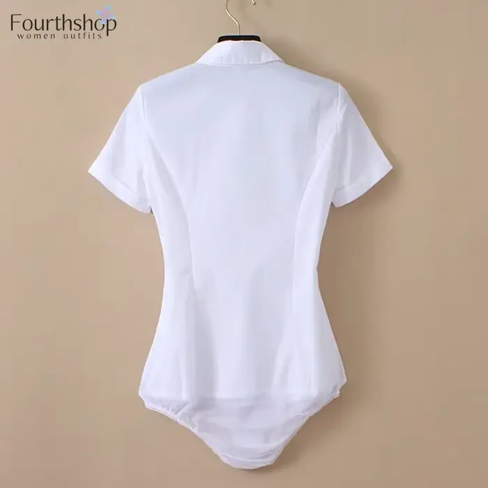 2025 body blanc femmes bureau dame affaires vêtements de travail manches courtes hauts et chemisiers chemises de mode combinaisons élégantes XL nouveau