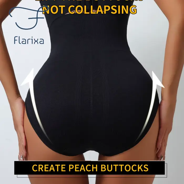 Flarixa taille haute sans couture culotte ventre plat façonnage slips femmes boutonnage