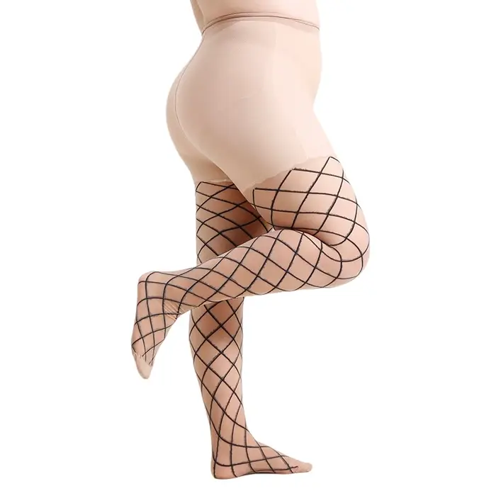 Mode femmes grande taille 4XL 20 Denier diamant Jacquard collants transparents
