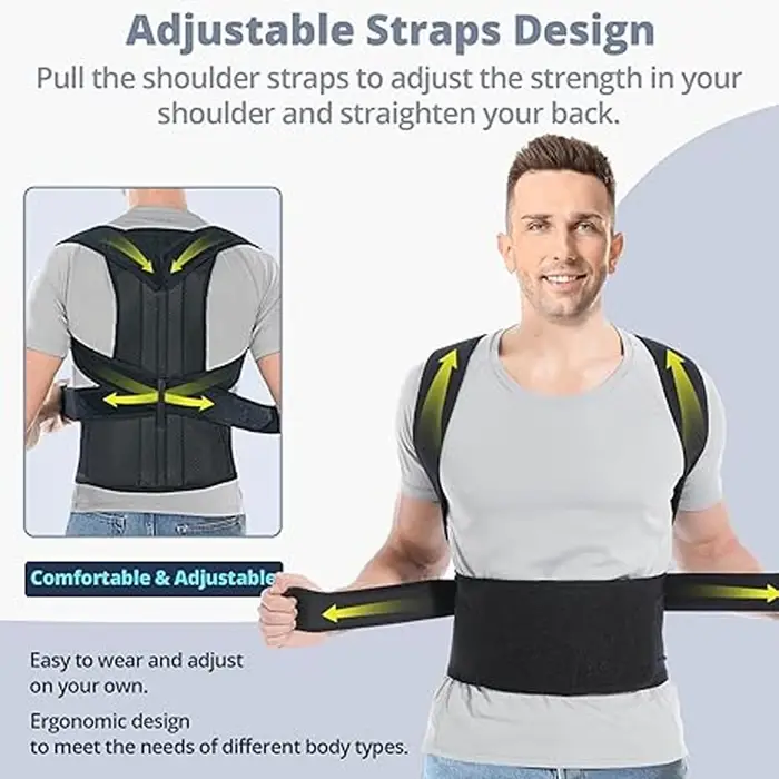 Correcteur de posture pour hommes et femmes – Attelle dorsale réglable pour les douleurs supérieures et inférieures du