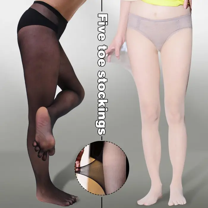 Collants sans couture ultra-fins unisexes pour femmes, collants à cinq orteils dans, collants sexy sans entrejambe, bas transparents en nylon noir