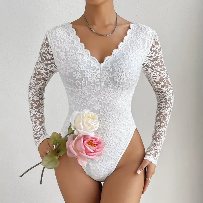 Body Sexy en dentelle blanche pour femmes