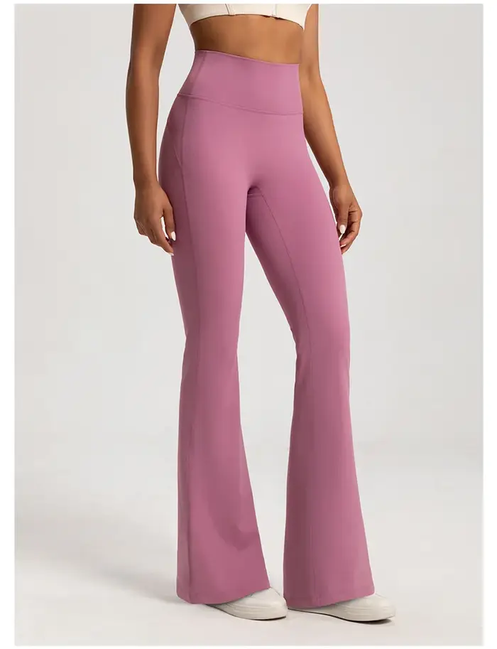 Nu taille haute cintrée hanche levage Fitness exercice élastique cloche bas pantalon femmes décontra