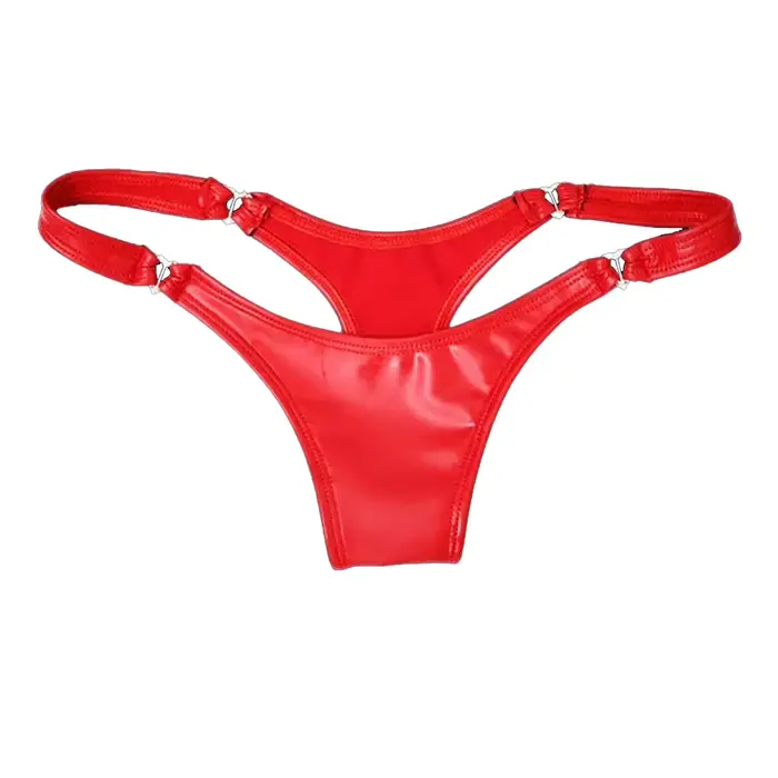 Slip Sexy en cuir PVC pour femmes, tongs confortables, string, culotte, Lingerie Sexy, sous-vêtement