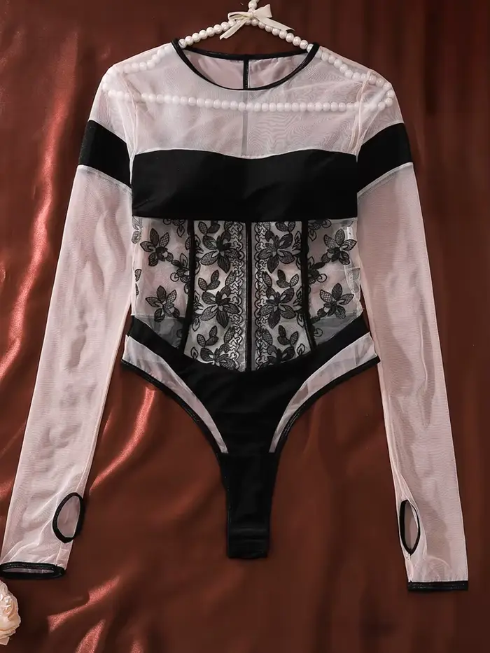 Body en dentelle sexy Belamimi pour femme – Haut élégant