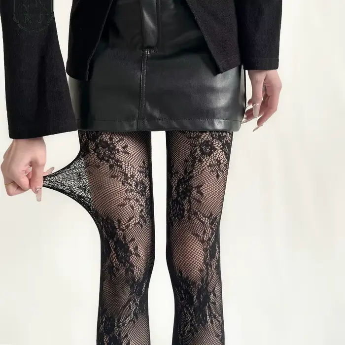 Collants en dentelle florale pour femmes