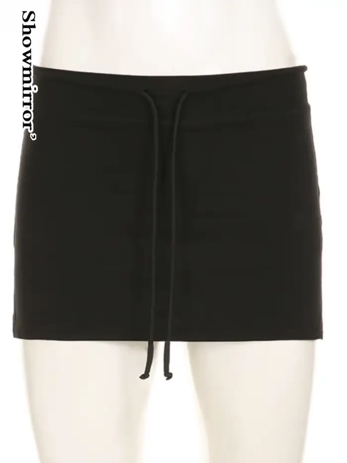 Slim solide jupes moulantes chemises mignonnes décontracté taille basse Super Mini