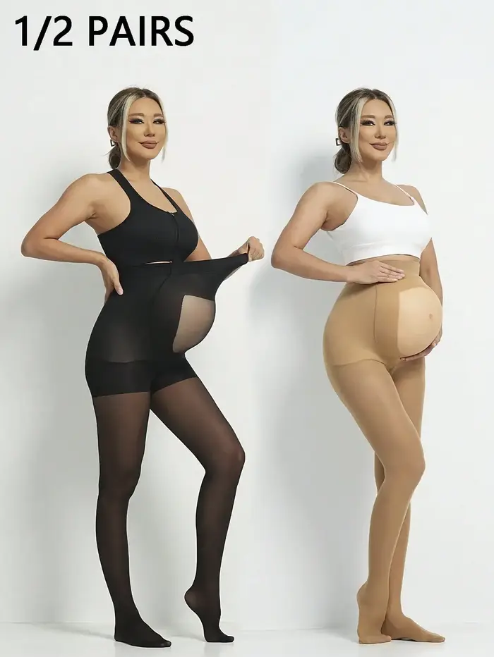 1/2 Paires Nouveauté 2026 Collants de maternité taille haute sculptants pour femme