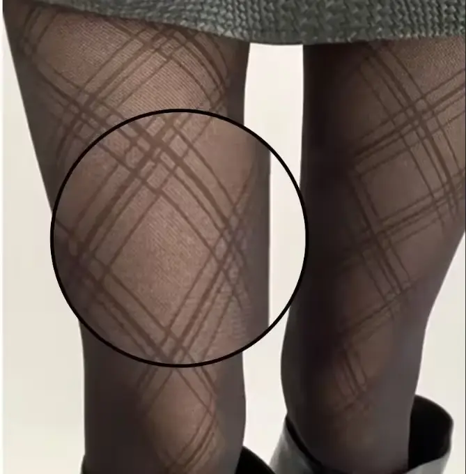 Collants soyeux à carreaux argyle noirs pour femmes, leggings à motifs vintage, collants Harajuku po
