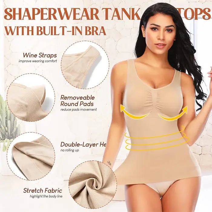 Femmes ventre contrôle Shapewear classique 2-en-1 avec soutien-gorge rembourré haute élastique gilet corps Shaper Up ascenseur Corset Cami débardeurs 3 couleurs