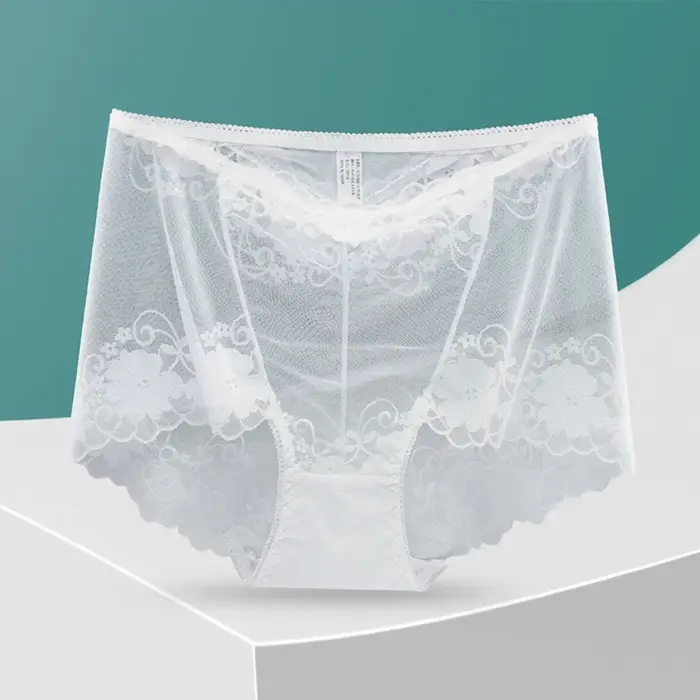 Grande taille taille haute culottes femmes sous-vêtements Sexy dentelle slips transparents grande culotte femme caleçon grande taille Lingerie L-4XL