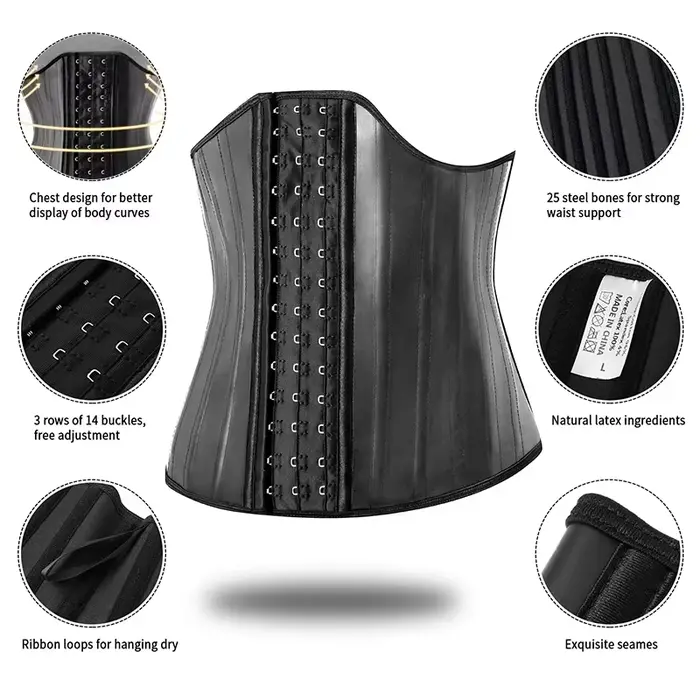 Body Shaper Shapewear femmes 25 os en acier Latex taille formateur Corset