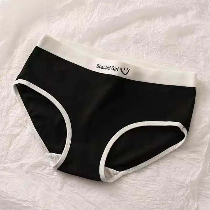 Femmes culottes sans couture taille moyenne lettre motif élastique doux respirant Style japonais Anti-septique