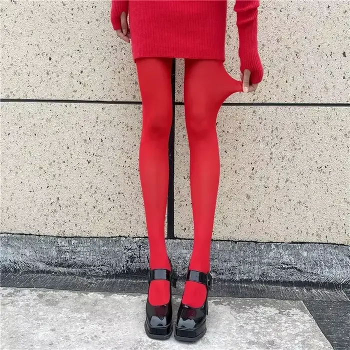 Collants Sexy rouges automne hiver bas minces