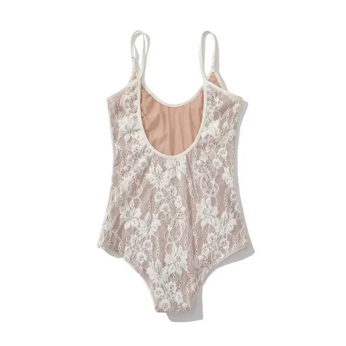 Combinaison Courte Femme Sexy Transparente en Dentelle avec Doublure