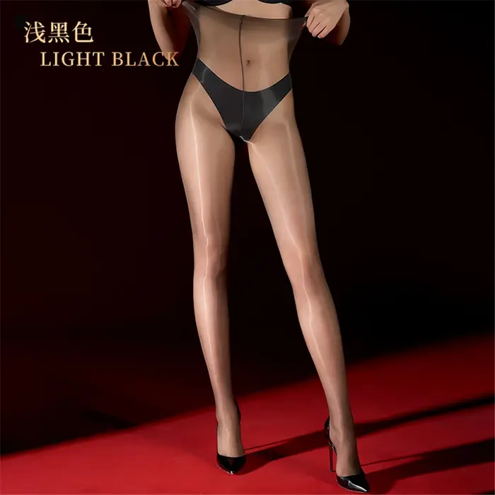 Sexy femmes 640 broches ouvert entrejambe huile brillant chaussettes mince taille haute façonnage co