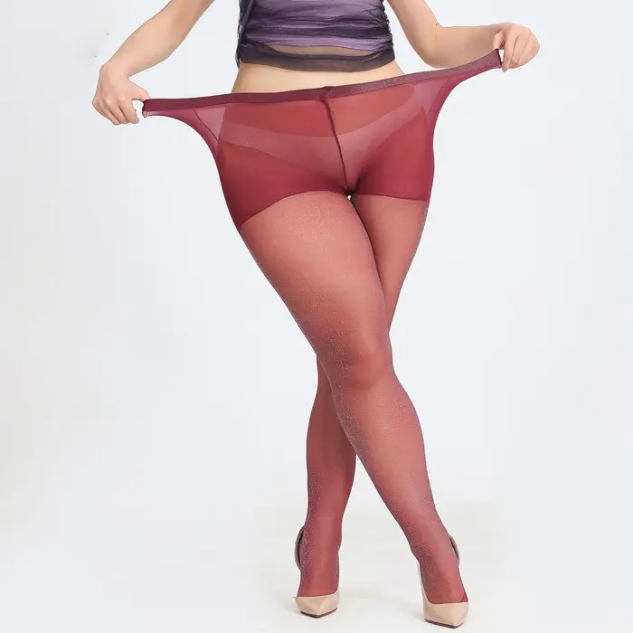 Collants brillants Extra Large pour femmes, collants Sexy brillants taille haute pour chaussettes lo