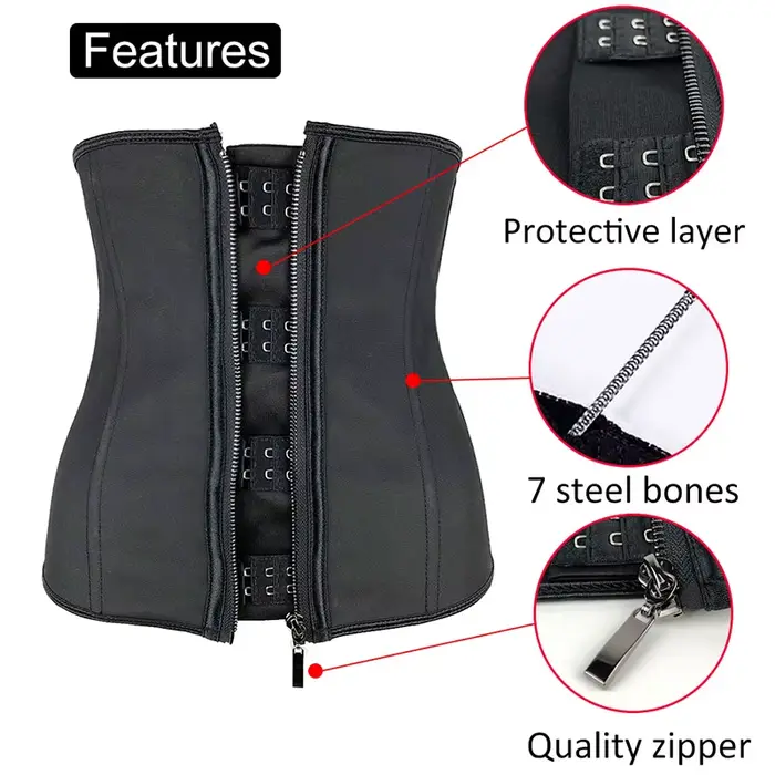 3XL Latex Corset Body Shaper Taille Formateur Cincher Zipper Underbust Perte de Poids Minceur prostrewear Sablier