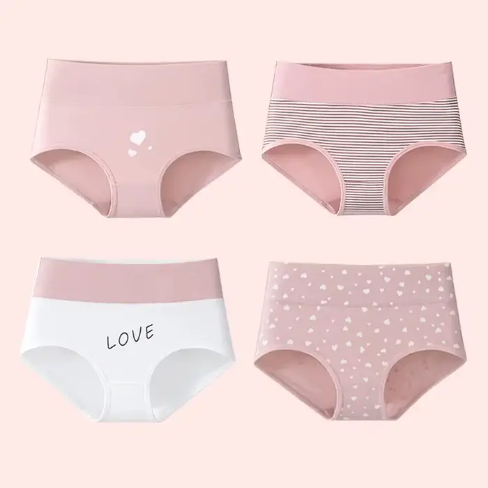 4 pièces culottes pour femmes taille haute sous-vêtements mode imprimé filles slips respirant coton culotte grande