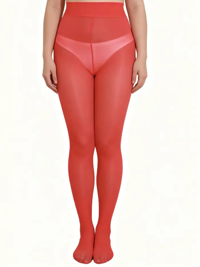 1 collant opaque rouge taille haute pour femme