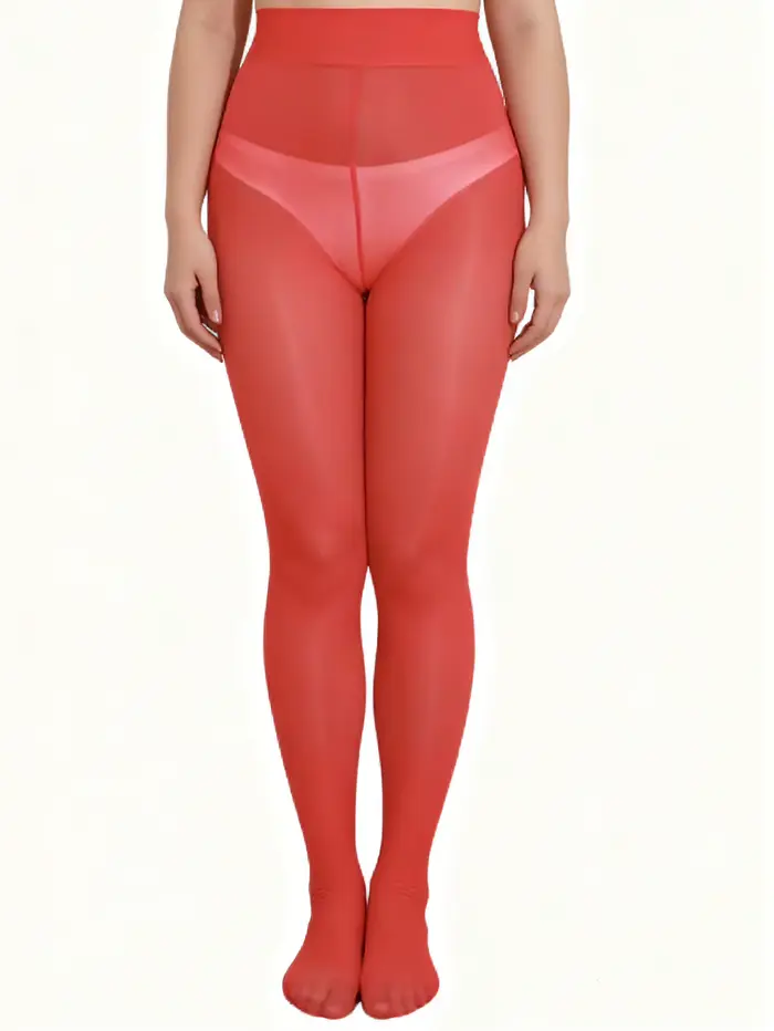 1 collant opaque rouge taille haute pour femme, grande taille, lingerie sexy pour tenues de fête et