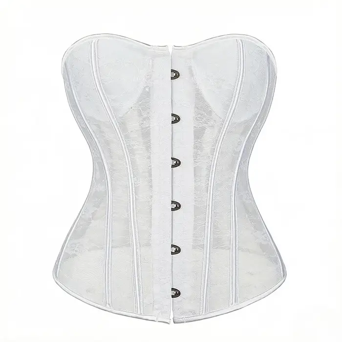 Corset Overbust Sexy en Dentelle Transparente pour Femme