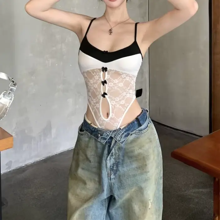 Body en dentelle blanche pour femmes