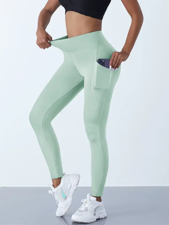 Femmes taille haute élastique entraînement Yoga Leggings contrôle du ventre avec poches latérales pa