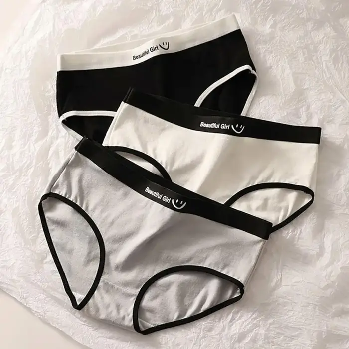 Femmes culottes sans couture taille moyenne lettre motif élastique doux respirant Style japonais Anti-septique