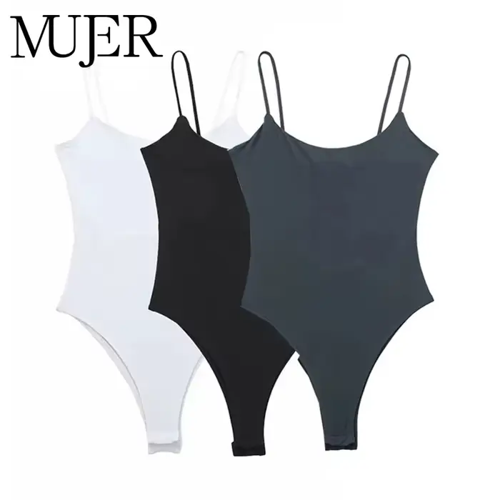 MUJER blanc noir corps femme sans manches serré Body Lingerie Sexy